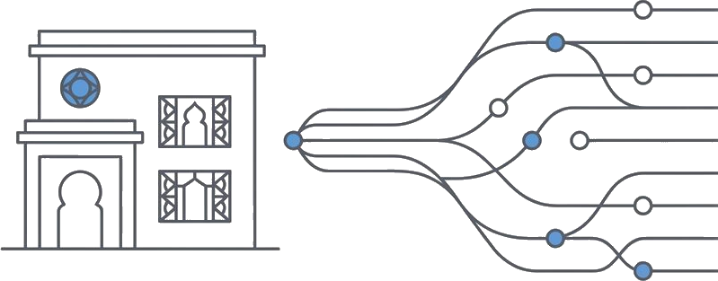 Illustration : une agence bancaire connectée à un réseau de données